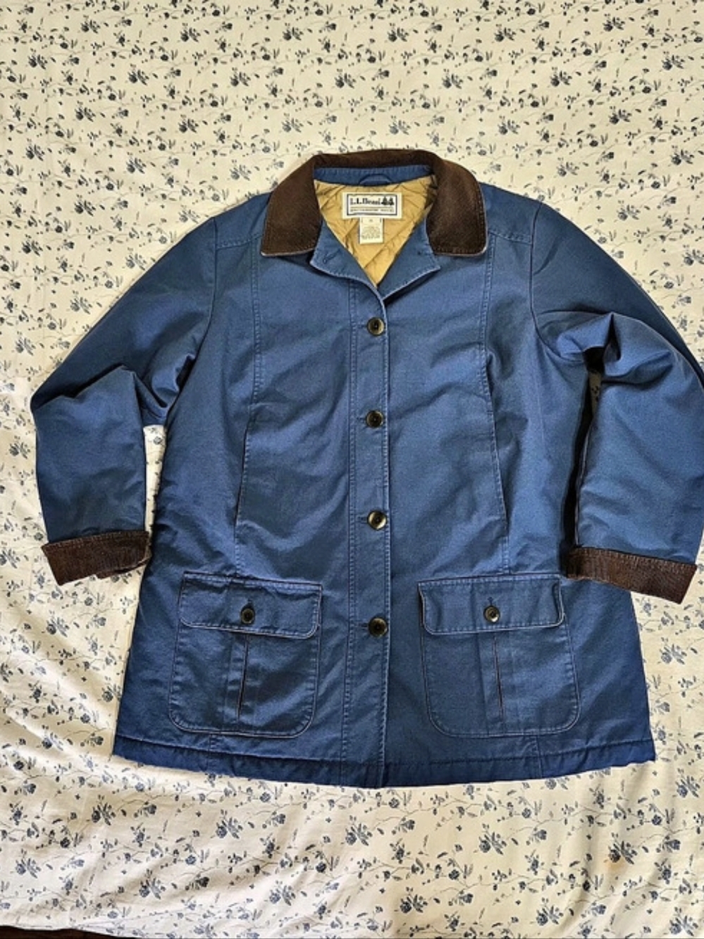 L.L.Bean Women's Adirondack Barn Coat Quilted Jacket Blue & Brown-Size M US